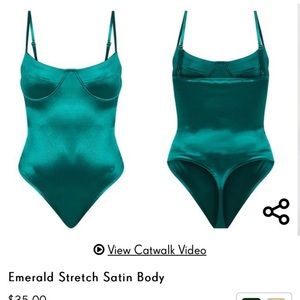 PrettyLittleThing Stretch Satin Bodysuit -Emerald